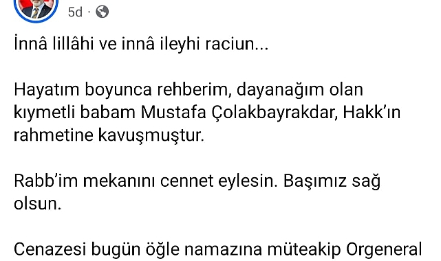 Başkan Çolakbayrakdar'ın acı günü