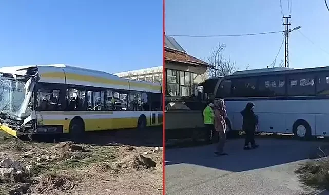 Belediye otobüsü ile öğrenci servis otobüsü çarpıştı: 17 yaralı