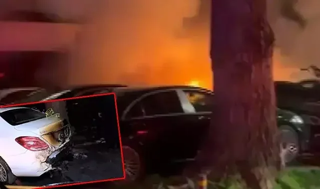 Beşiktaş'ta araç kiralama şirketinde yangın; 15 lüks araç yandı