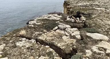  Polente Burnu'ndaki falezlerde çökmeler meydana geldi