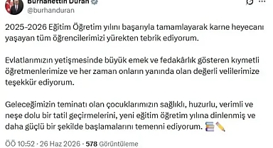 İletişim Başkanı Duran'dan; karne mesajı!