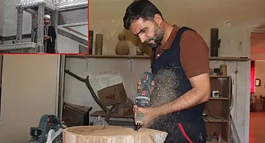 İmam, atık odunları eşyaya dönüştürüyor