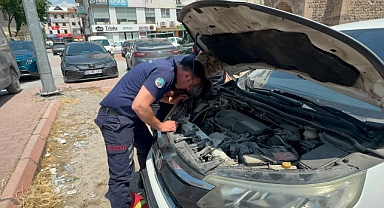 Otomobilin Motoruna Sıkışan Kedi İtfaiye Ekiplerince Kurtarıldı