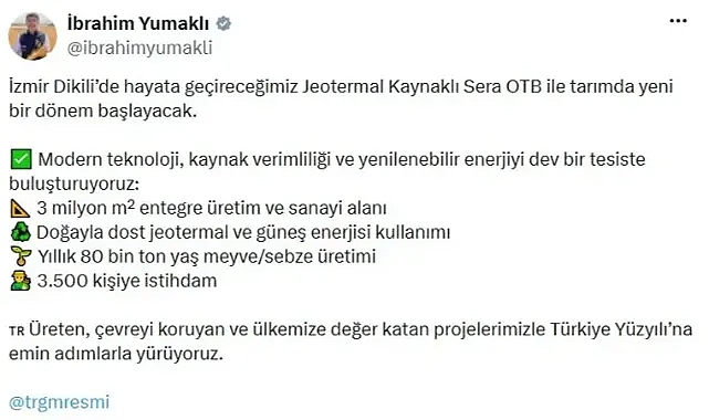 Bakan Yumaklı açıkladı; Tarım sektöründe yeni bir döneme giriliyor!