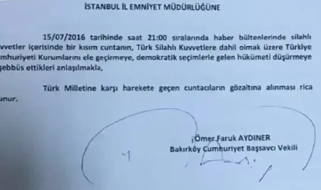 Darbe Gecesi İlk Gözaltı Talimatlarını Veren Başsavcı Vekili Aydıner: