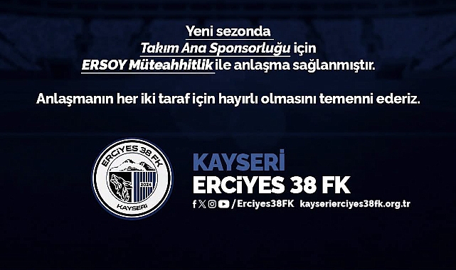 Erciyes 38 FK, ana sponsorluk için Ersoy Yapı ile anlaştı