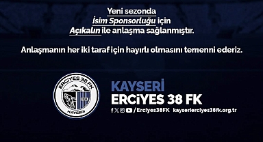 Erciyes 38 FK, isim sponsorluğunda Açıkalın ile anlaştı