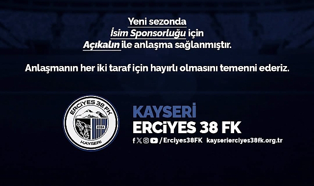 Erciyes 38 FK, isim sponsorluğunda Açıkalın ile anlaştı