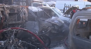 İzmir'de otopark yangını: 62 araç küle döndü